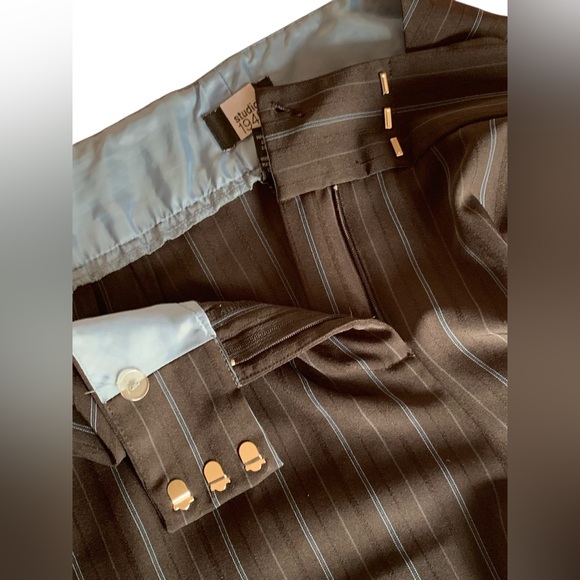 STUDIO 1940 Woman’s Black Light Blue Pinstripe Trousers Slacks Pants Size 18W - Picture 4 of 10